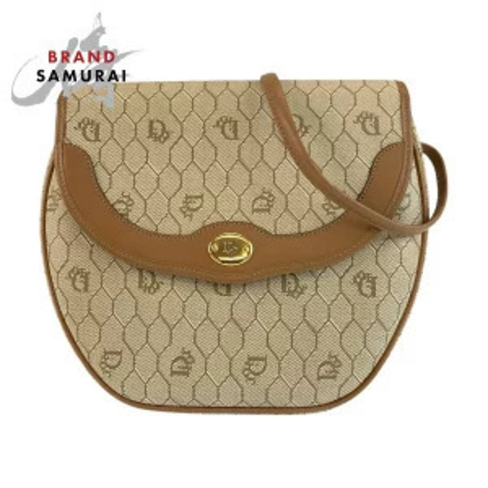 Christian Dior honeycomb beige brown leather shoulder bag pouch